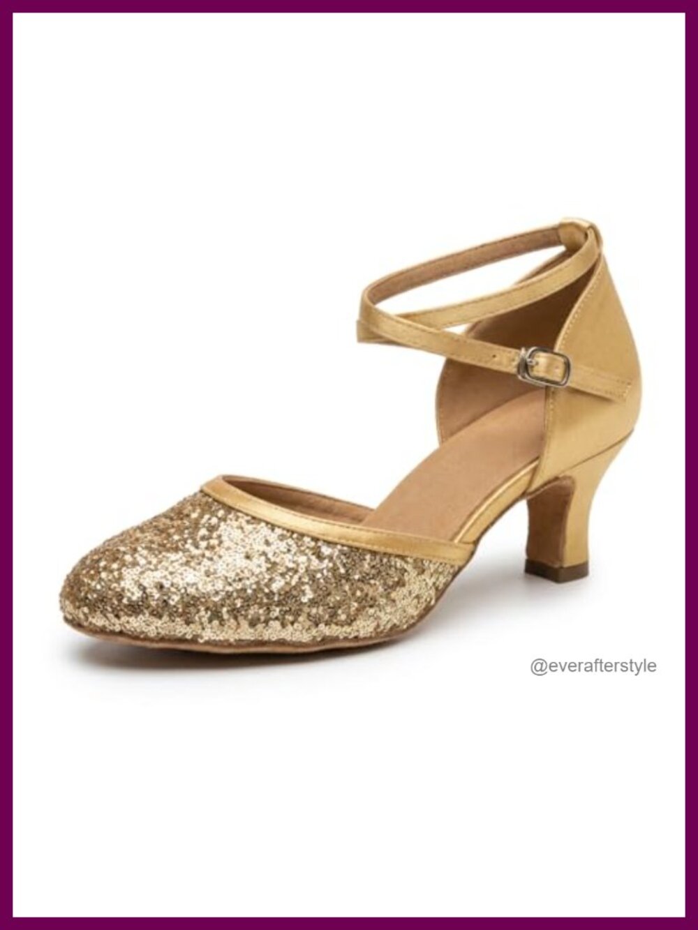 Glitter Latin Dance Shoes Suede Sole Kitten Heel Party Pump